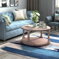 TBD Nordic Wood Round Coffee Table | Double-layer Small Tea Table Corners Round Coffee Table Lving Room | The Brand Decò