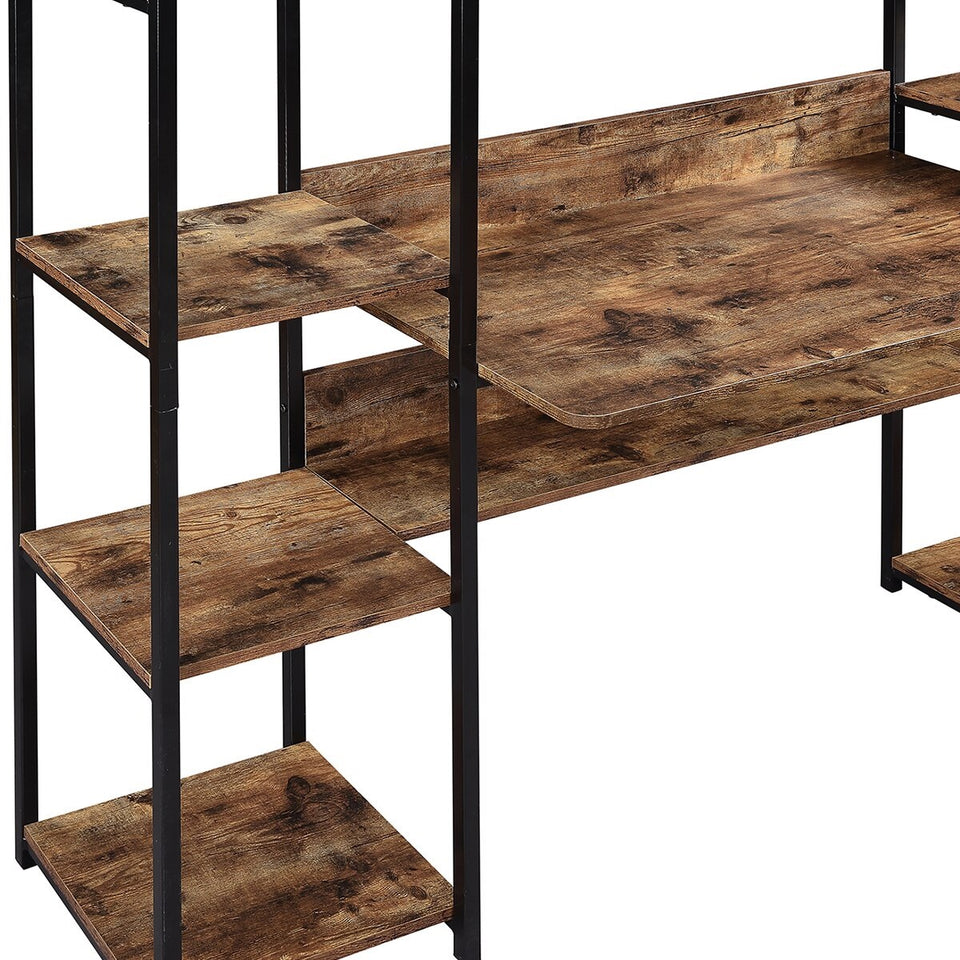 TBD Home Office computer desk | Writing desk with Storage Hutch and double bookcase office table with Storage Bookshelf | The Brand Decò