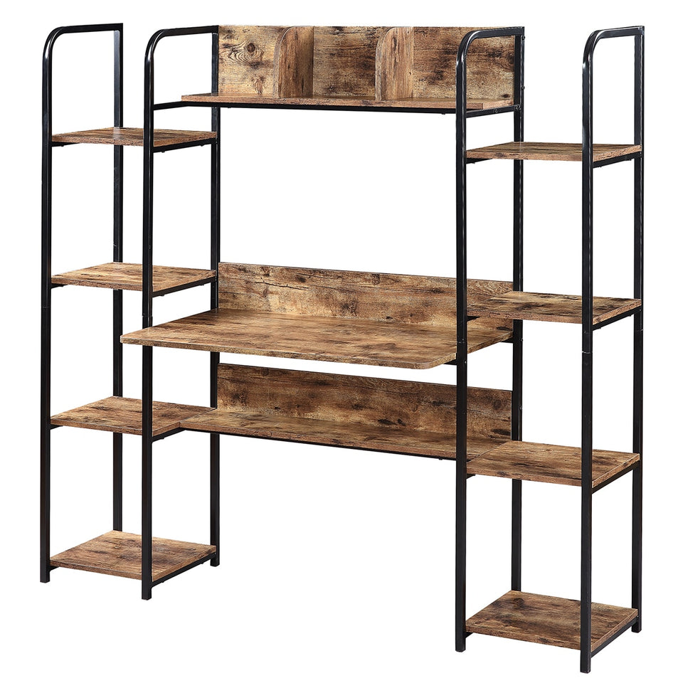 TBD Home Office computer desk | Writing desk with Storage Hutch and double bookcase office table with Storage Bookshelf | The Brand Decò