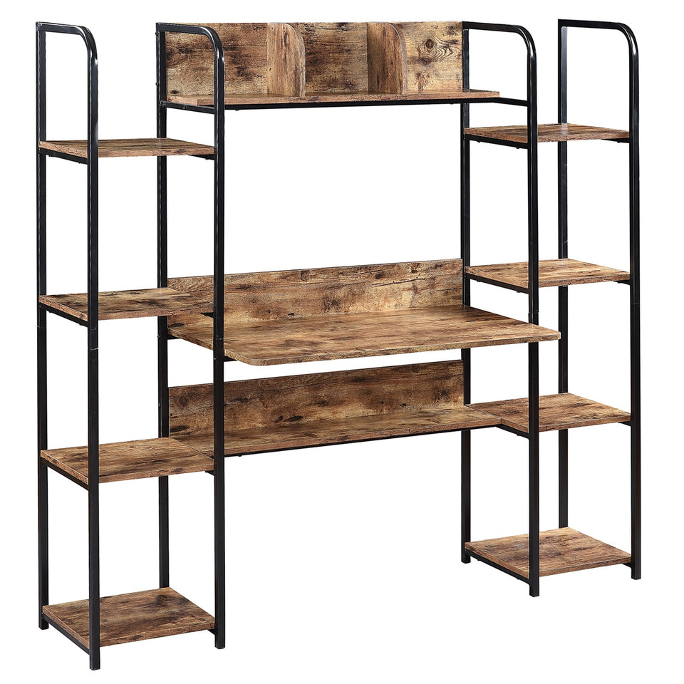 TBD Home Office computer desk | Writing desk with Storage Hutch and double bookcase office table with Storage Bookshelf | The Brand Decò