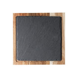 Classic Solid Wood Snack Disc Wood Tray Black Slate Bread Plate | Square | Plates | | The Brand Decò