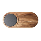 Classic Solid Wood Snack Disc Wood Tray Black Slate Bread Plate | Ellipse | Plates | | The Brand Decò