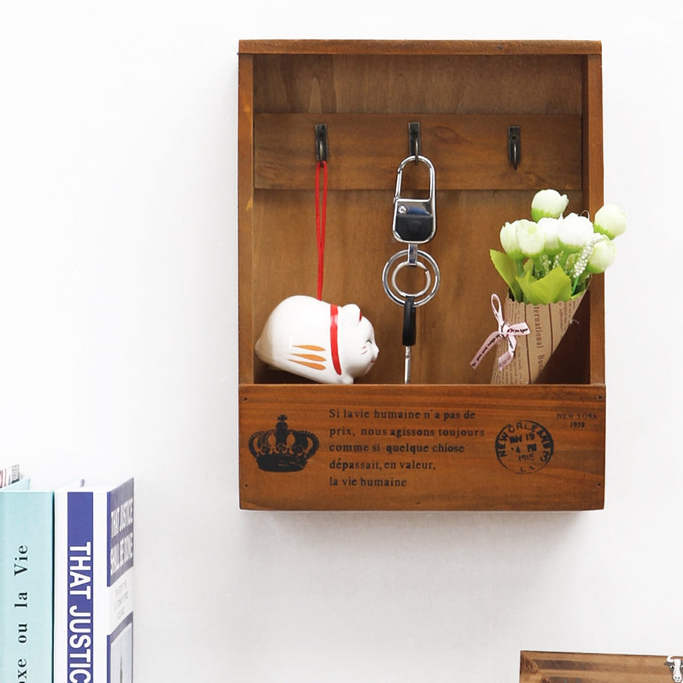 Retro Wall Mounted Wooden Box Organizer | Organizer | | The Brand Decò
