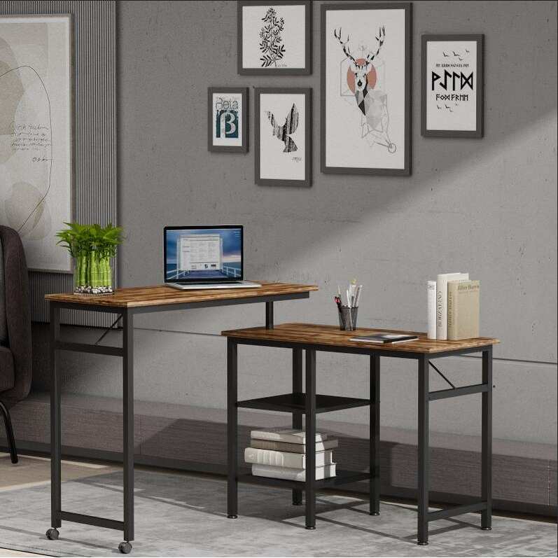 TBD Industrial Style desk | Industrial Style L Shaped Rotating Standing Computer Desk | The Brand Decò