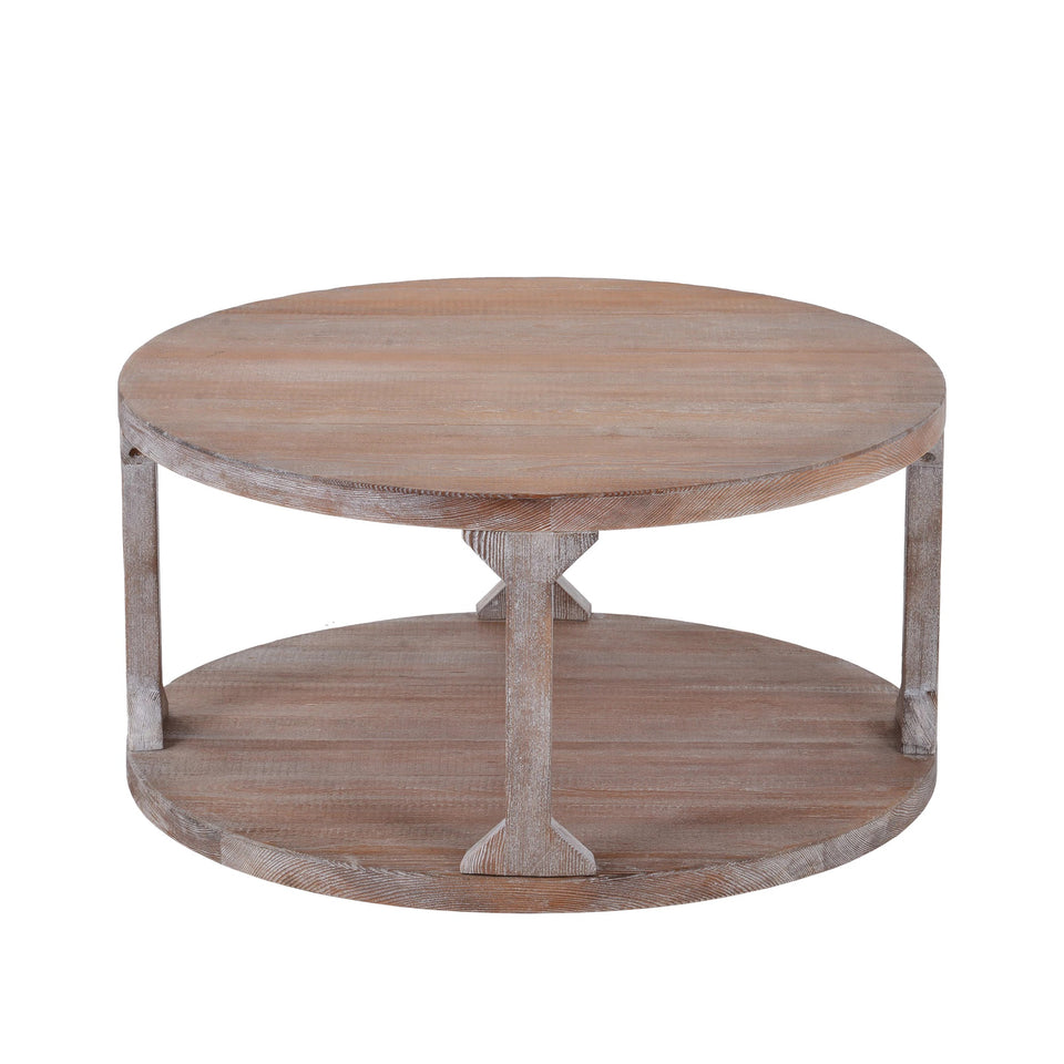 TBD Nordic Wood Round Coffee Table | Double-layer Small Tea Table Corners Round Coffee Table Lving Room | The Brand Decò