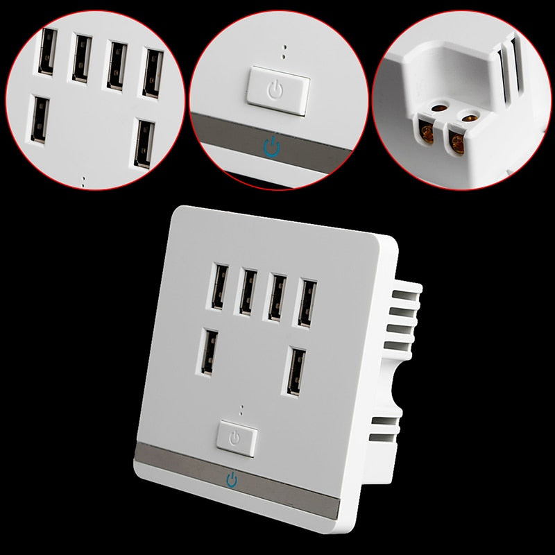 6 Port USB 2.0 Wall Socket | USB Wall Charger | | The Brand Decò