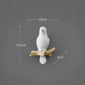 Resin birds Figurine | Wall Hooks | White 1Bird | The Brand Decò