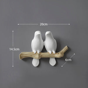 Resin birds Figurine | Wall Hooks | White 2Birds | The Brand Decò