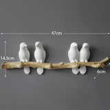 Resin birds Figurine | Wall Hooks | White 4Birds | The Brand Decò