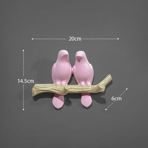 Resin birds Figurine | Wall Hooks | Pink 2Birds | The Brand Decò