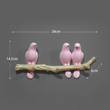 Resin birds Figurine | Wall Hooks | Pink 3Birds | The Brand Decò