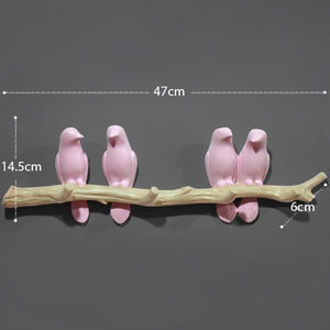 Resin birds Figurine | Wall Hooks | Pink 4Birds | The Brand Decò