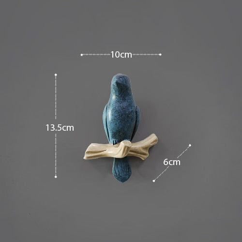 Resin birds Figurine | Wall Hooks | Texture Blu 1Bird | The Brand Decò