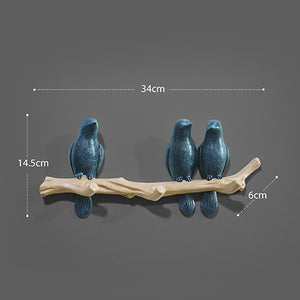 Resin birds Figurine | Wall Hooks | Texture Blu 3Birds | The Brand Decò