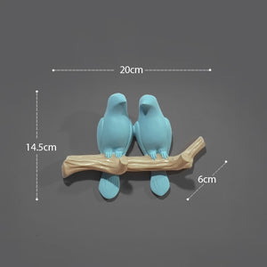 Resin birds Figurine | Wall Hooks | Blue 2birds | The Brand Decò