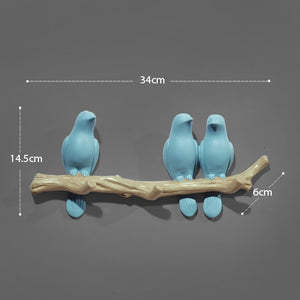 Resin birds Figurine | Wall Hooks | Blue 3birds | The Brand Decò