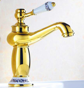 Tradizionale: Bathroom Faucet | Antique Bronze Finish Brass Basin Sink Solid Brass Faucets | Faucet | Gold With Ceramic Handle | The Brand Decò