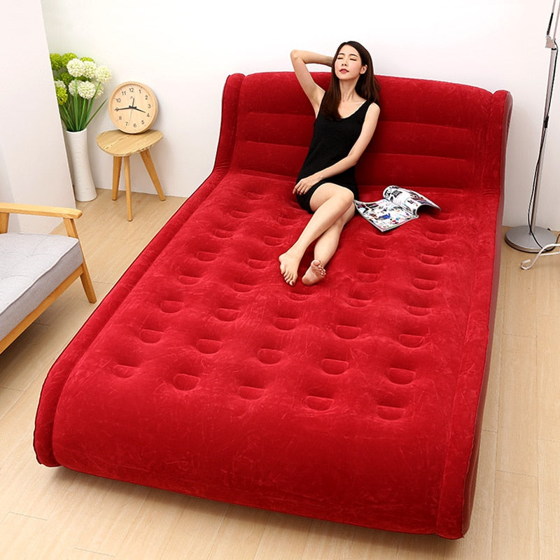 Inflatable Bed Sofa Bedroom Furniture With Electric Pump Soft Elastic Velvet Face Folding Beds | Inflatable Bed | | The Brand Decò