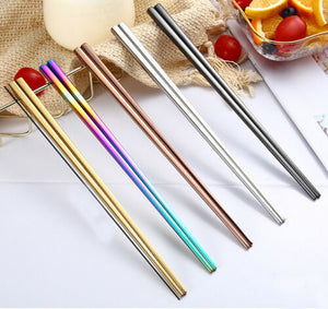 Stainless Steel Chopsticks Metal Chop Sticks Tableware Silver Gold Multicolor | The Brand Decò