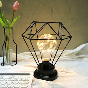 Vintage Color Iron Led Table Lamps | Table Light | Black Diamond Shape / USB Powered | The Brand Decò
