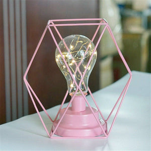 Vintage Color Iron Led Table Lamps | Table Light | Pink Rombo Shape / USB Powered | The Brand Decò