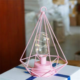 Vintage Color Iron Led Table Lamps | Table Light | Pinky Reverse Diamond Shape / USB Powered | The Brand Decò