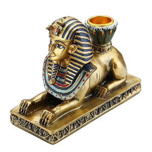 Resin Figurines Candleholder Retro Ancient Egyptian Goddess Sphinx Anubis | Deco | Light Grey | The Brand Decò