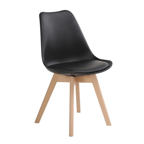 Simple Wooden Modern Home Dining Chair Back Office Chair Creative Solid Wood Nordic Chair | Chairs | Black | The Brand Decò