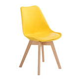 Simple Wooden Modern Home Dining Chair Back Office Chair Creative Solid Wood Nordic Chair | Chairs | Yellow | The Brand Decò