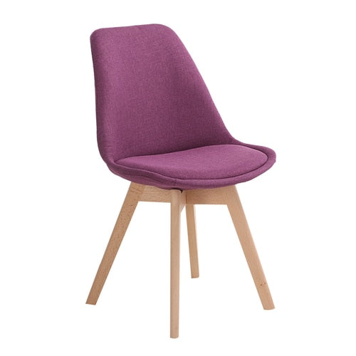 Simple Wooden Modern Home Dining Chair Back Office Chair Creative Solid Wood Nordic Chair | Chairs | Purple | The Brand Decò