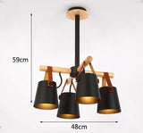 Nordic Iron & Solid Wood Chandelier | Chandelier | Black 4 Lights | The Brand Decò