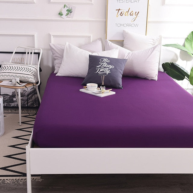Fitted Sheet Mattress | Cover Solid Color | Sheets | Dark Purple / 80x200x25cm | The Brand Decò