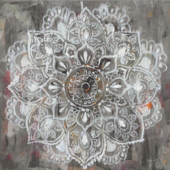 Mandala Lily Wall Art Canvas | Painting | 30x30cm no frame / Grey | The Brand Decò