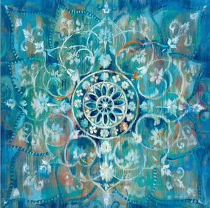Mandala Lily Wall Art Canvas | Painting | 50x50cm no frame / Turquoise | The Brand Decò