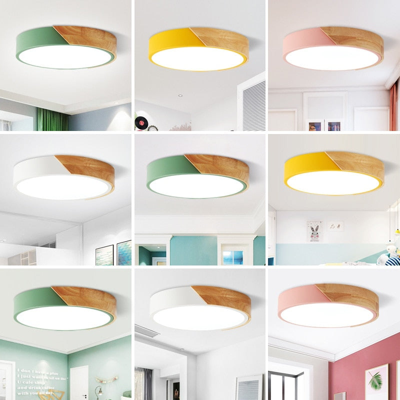 Nordic Round LED Ceiling Light Wood Macaron Ceiling Light | Pendants | | The Brand Decò