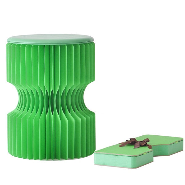 Folding Kraft Paper Stool Paper Seat | Chairs | Green Color | The Brand Decò
