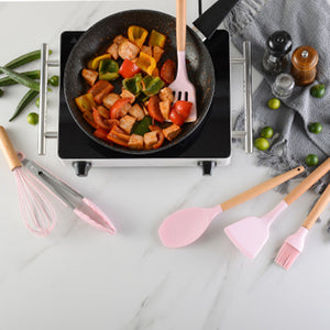 12 Pcs Pink Silicone Cooking Set | The Brand Decò | Utensils | | The Brand Decò