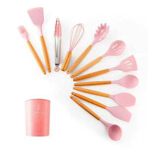 12 Pcs Pink Silicone Cooking Set | The Brand Decò | Utensils | | The Brand Decò