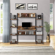 TBD Home Office computer desk | Writing desk with Storage Hutch and double bookcase office table with Storage Bookshelf | The Brand Decò