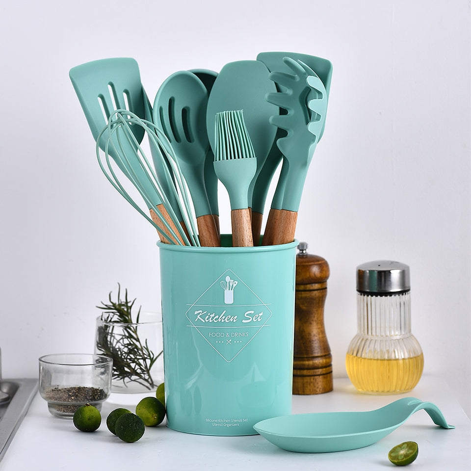 12 Pcs Green Mint Silicone Cooking Set | The Brand Decò | Utensils | | The Brand Decò