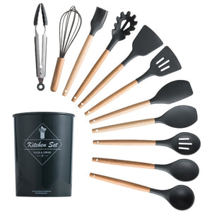 12 Pcs Dark Gray Silicone Cooking Set | The Brand Decò | Utensils | Default Title | The Brand Decò