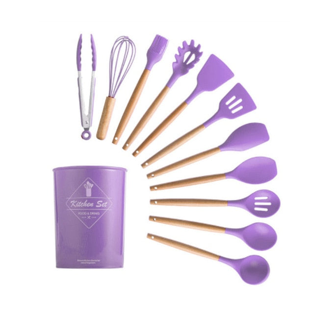 12 Pcs Purple Silicone Cooking Set | The Brand Decò | Utensils | Default Title | The Brand Decò