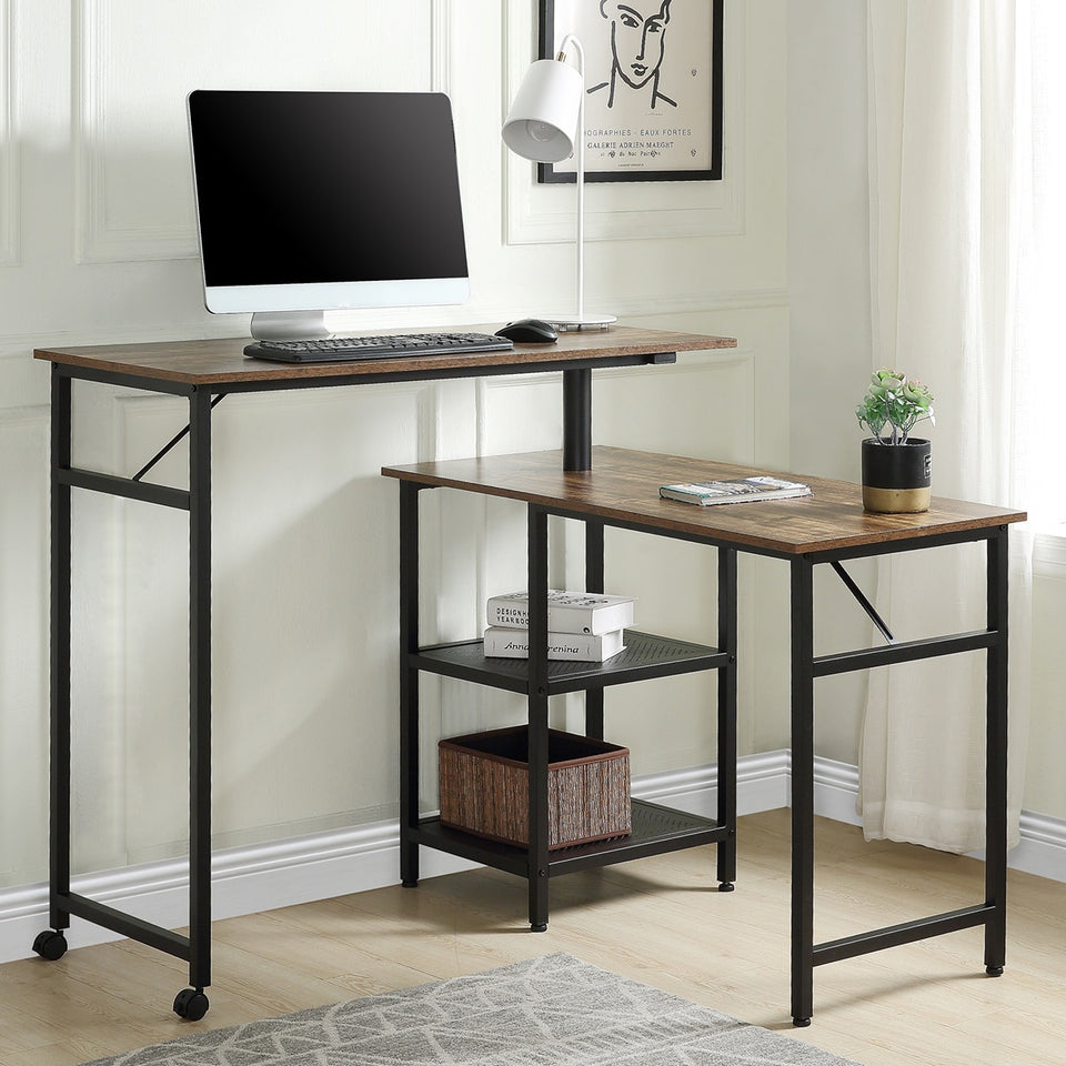 TBD Industrial Style desk | Industrial Style L Shaped Rotating Standing Computer Desk | The Brand Decò