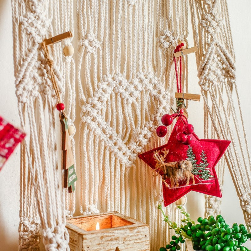 TBD Woven Tapestry Cotton Rope Macrame | Wall Hanging Wooden Floating Shelf Boho | Plants Shelf Storage Rack Home Wall Decor freeshipping - The Brand Decò