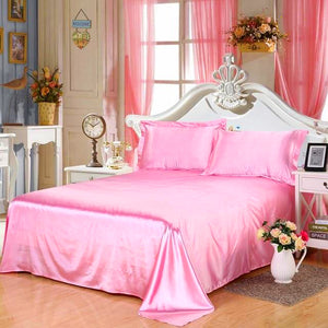 Luxury Satin Silk Bed Sheet | King Queen Twin Solid black Flat bedsheet | Sheets | Light Blue / 230X250CM | The Brand Decò