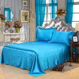 Luxury Satin Silk Bed Sheet | King Queen Twin Solid black Flat bedsheet | Sheets | Azure / 230X250CM | The Brand Decò