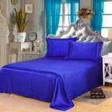 Luxury Satin Silk Bed Sheet | King Queen Twin Solid black Flat bedsheet | Sheets | Blue / 230X250CM | The Brand Decò