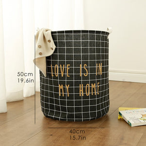Tyvek laundry basket canvas Toy Storage Box Splice flexible | laundry basket | Black grid-Large | The Brand Decò