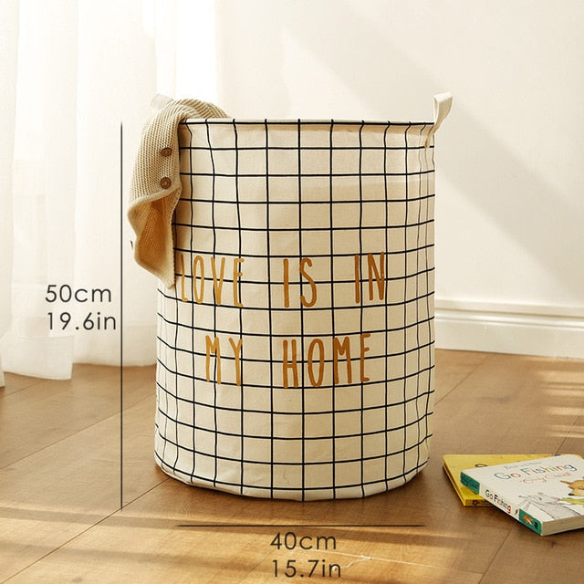 Tyvek laundry basket canvas Toy Storage Box Splice flexible | laundry basket | White grid-Large | The Brand Decò