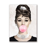 Audrey Hepburn Bubble Gum Wall Art Canvas | Painting | 13x18 cm No Frame / PH1633 | The Brand Decò